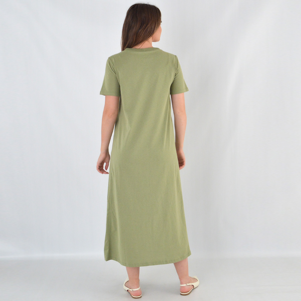 Vestido Midi Bsico Algodo Delamo Verde - Foto 3