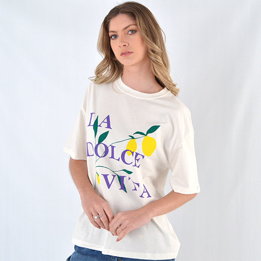 Maxi T-Shirt Em Algodo La Dolce Vitta - Foto 1