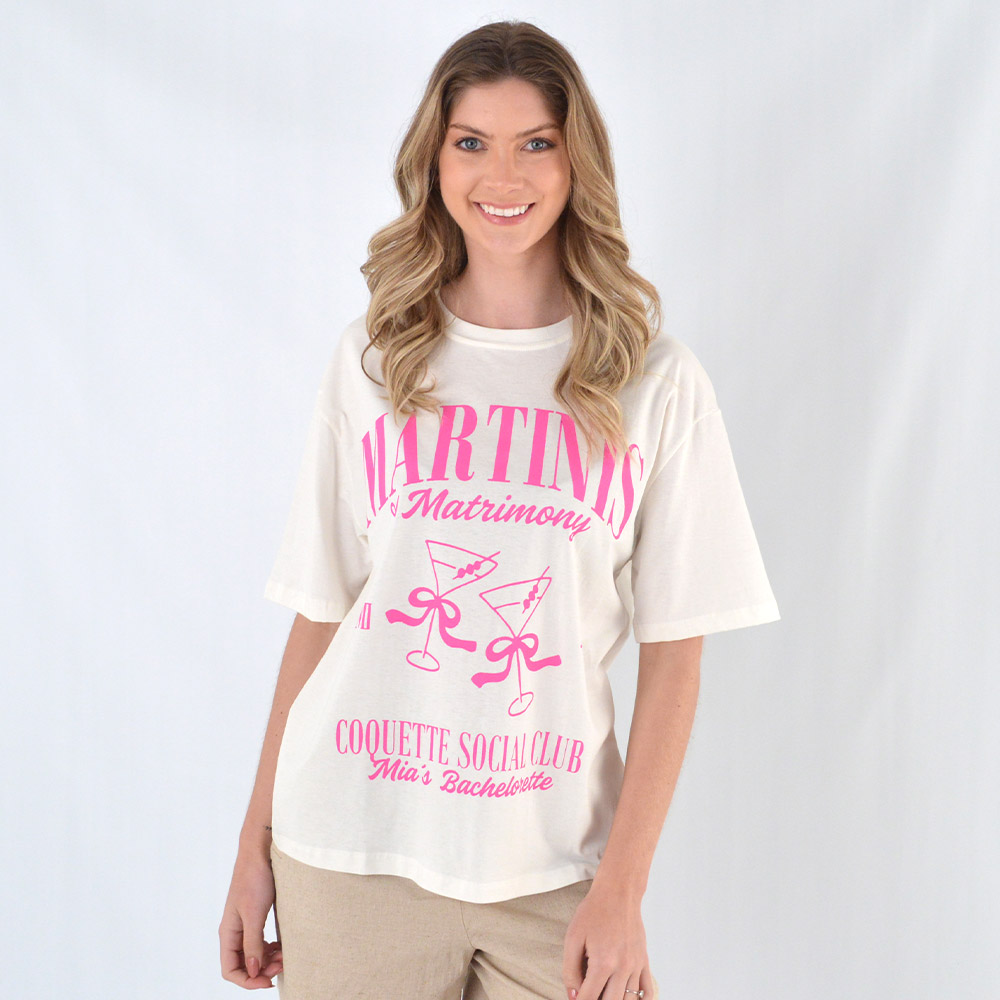 Maxi T-Shirt Em Algodo Martinis - Foto 1