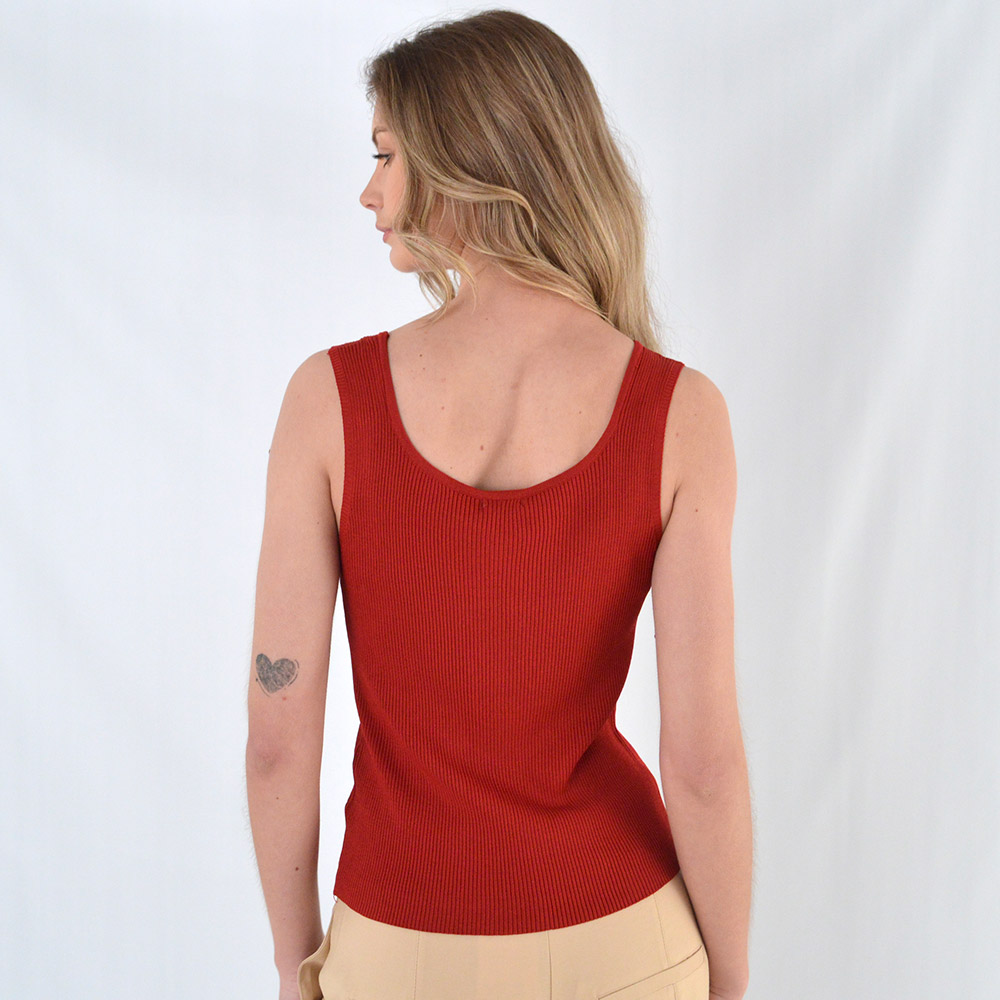 Blusa Regata Canelada Vermelho Susan Zheng - Foto 2