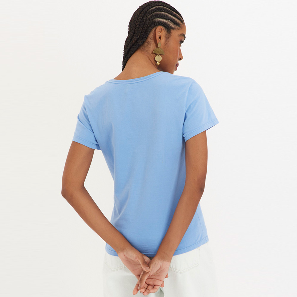 Blusa Algodo Bsica Cor Azul Canto - Foto 1