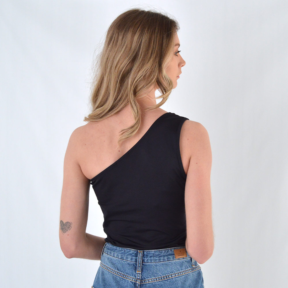 Cropped One Shoulder Preto Coqueta - Foto 3