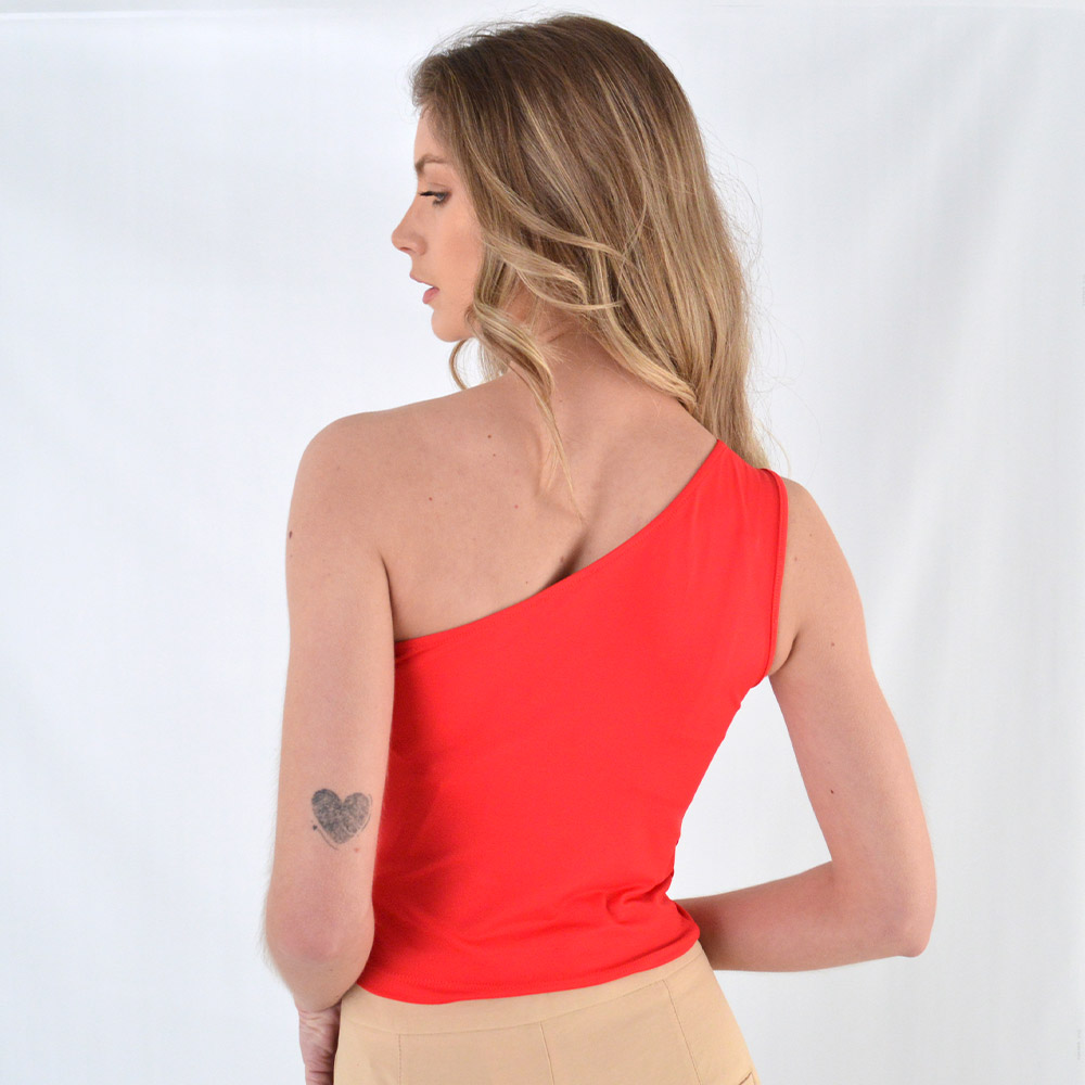 Cropped One Shoulder Vermelho Coqueta - Foto 2