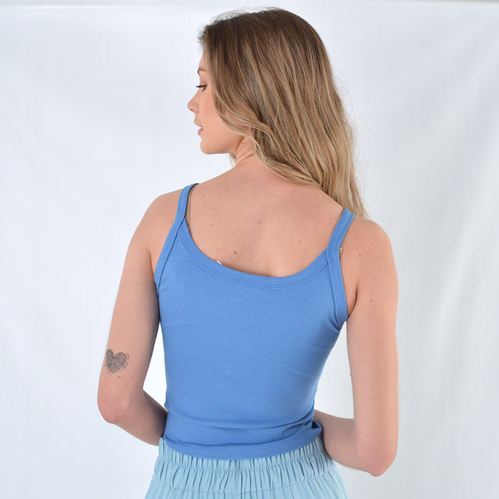 Blusa Regata Cropped Azul Coqueta - Foto 3