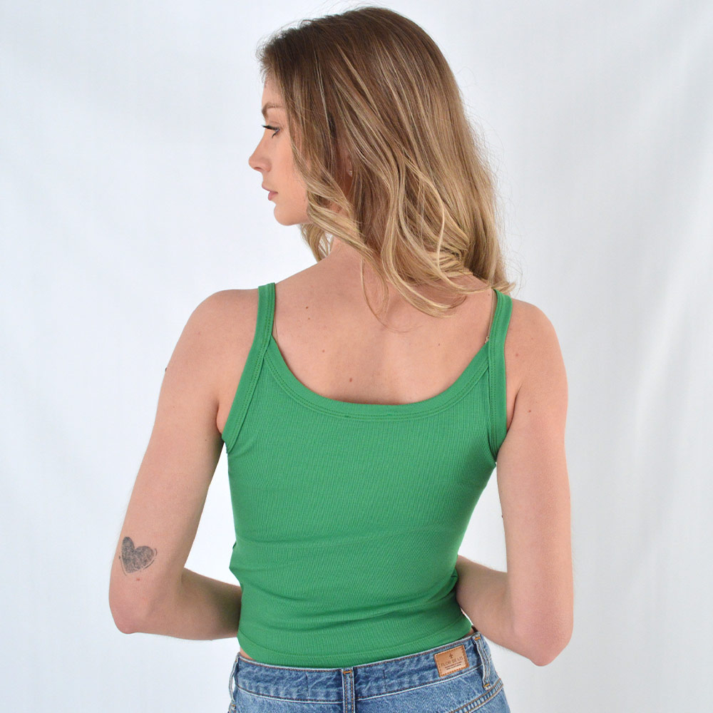 Blusa Regata Cropped Verde Coqueta - Foto 2