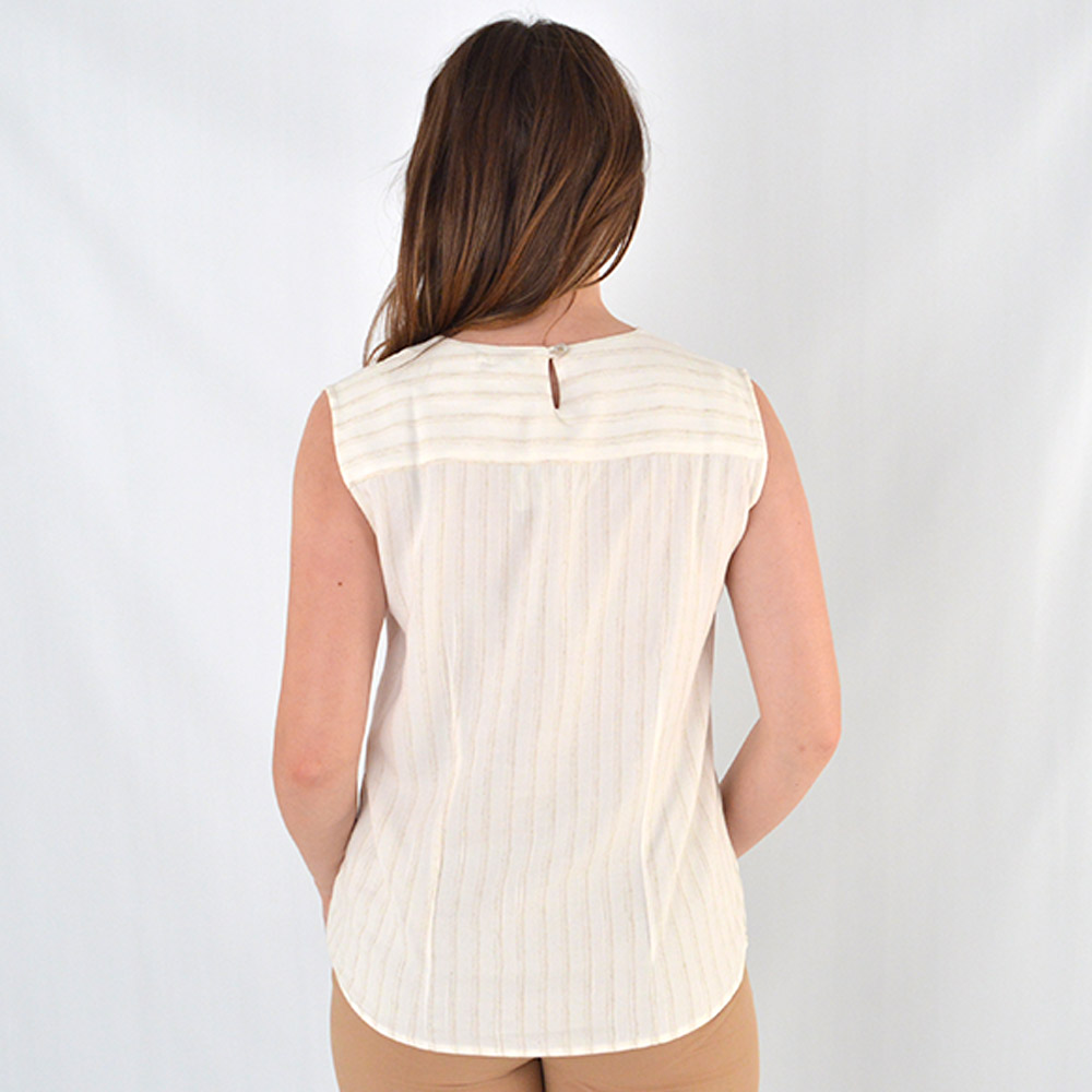 Blusa Regata Viscose Listrada Cru Citt - Foto 3