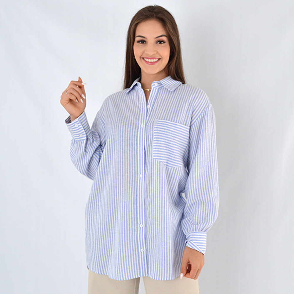 Camisa Oversized Linen Listrada Betelgeuse - Foto 1