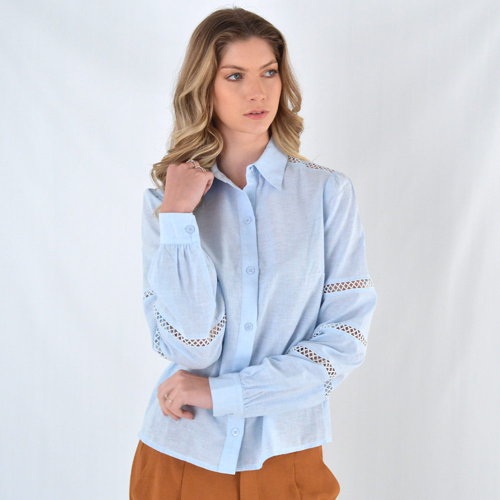 Camisa Linho Azul It Look  - Foto 1