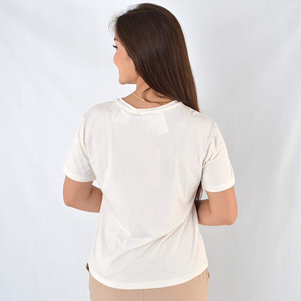 Blusa Viscose Com Frente Bordada Pff White Seiki  - Foto 3