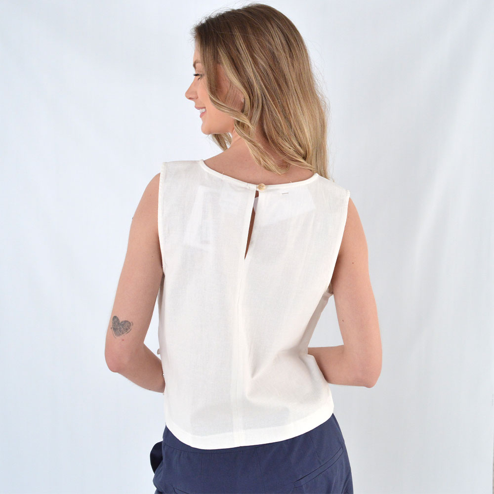 Blusa Regata Viscolinho Off White Loderro - Foto 3