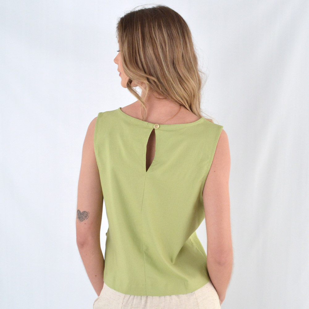 Blusa Regata Viscolinho Verde Loderro - Foto 3