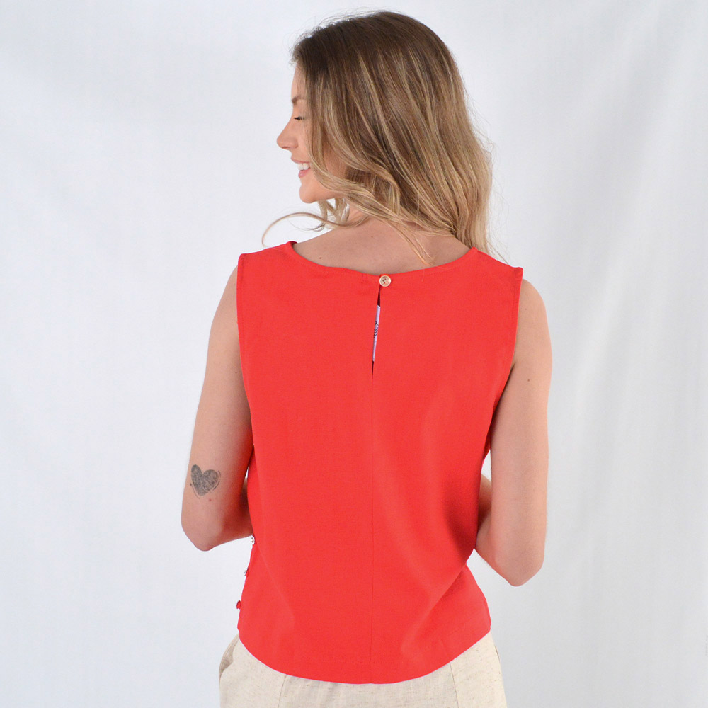 Blusa Regata Viscolinho Vermelho Loderro - Foto 3