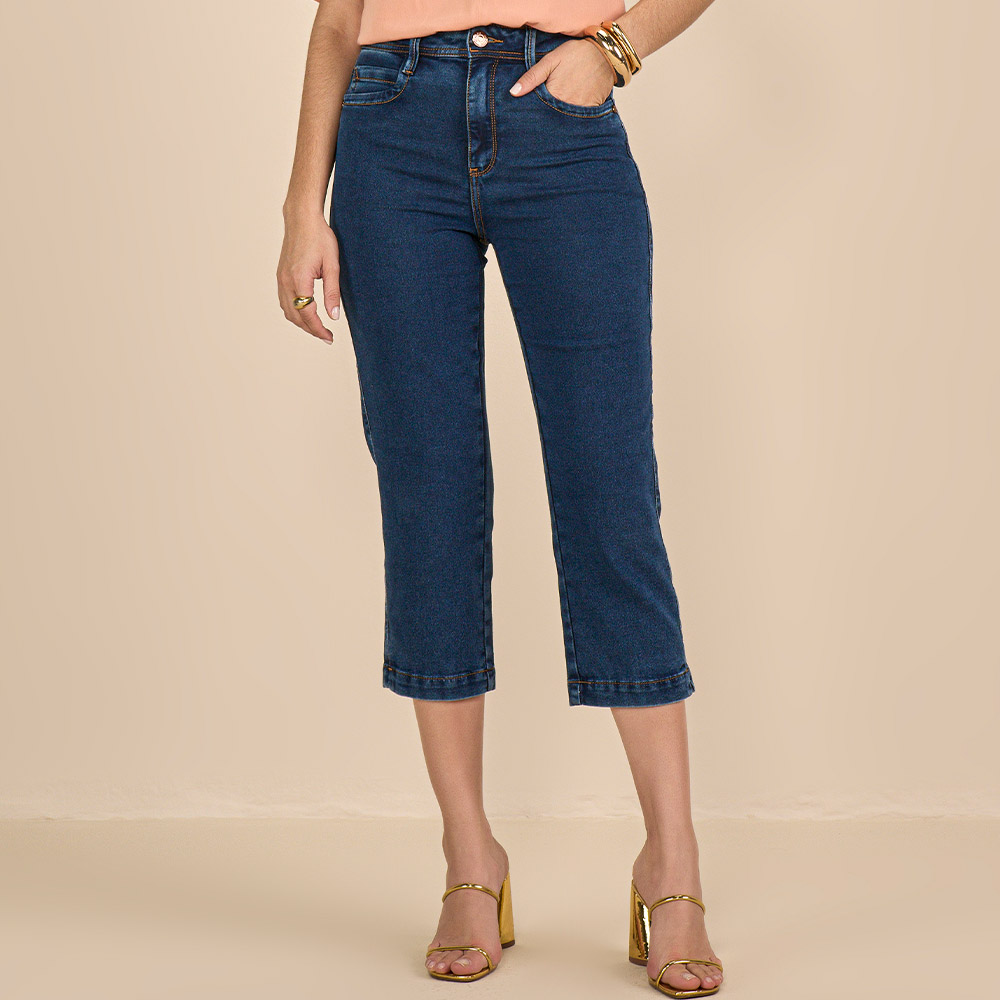 Pantacourt Jeans Estonagem Escura Scalon - Foto 2