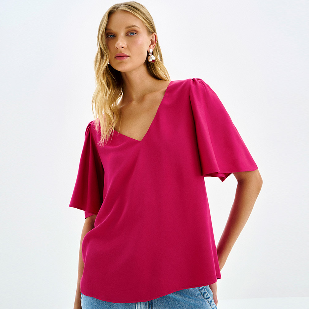 Blusa Manga Flare Ampla Rosa Lez a Lez - Foto 3