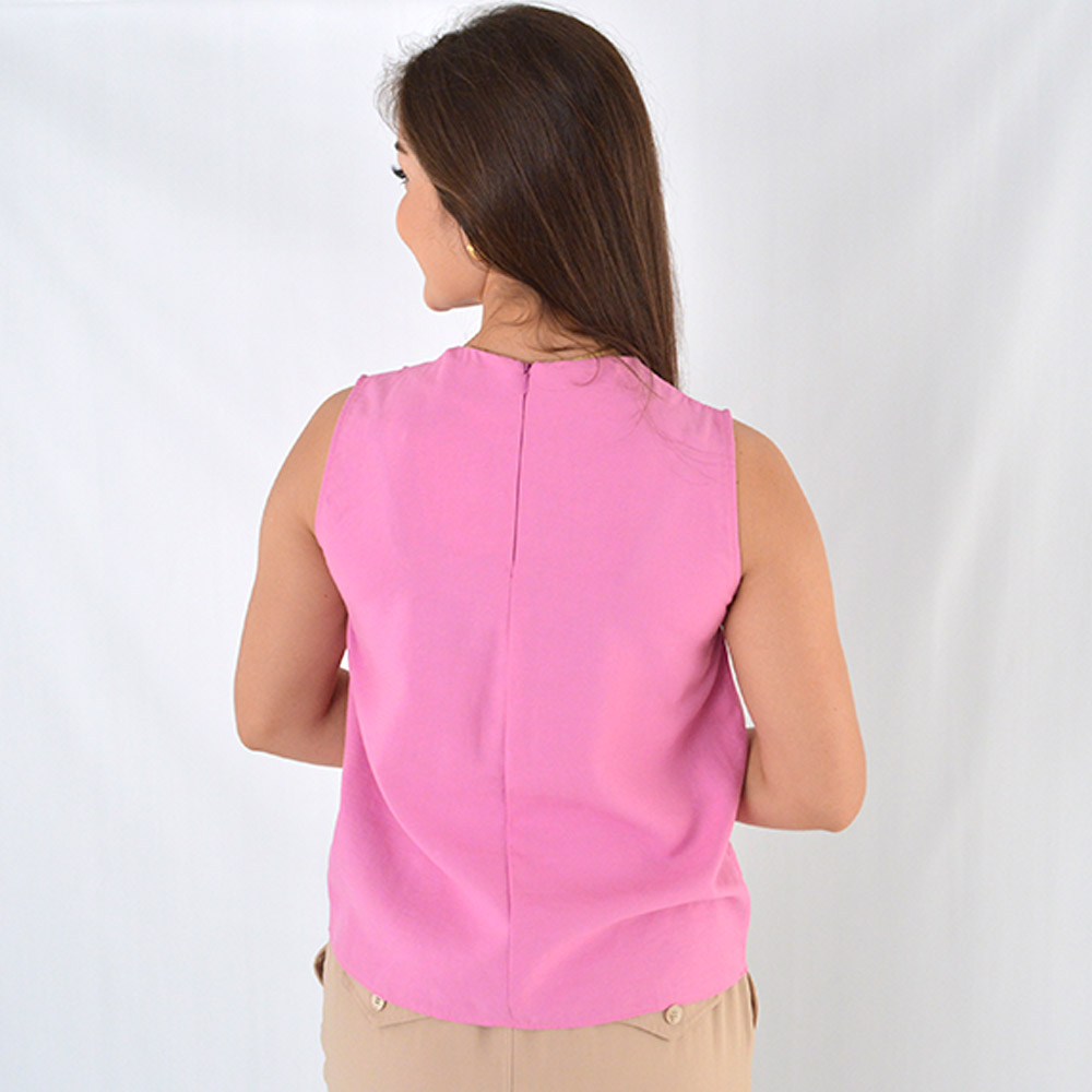 Blusa em Algodo com Pregas Assimtricas Cor Violeta Lez a Lez - Foto 3