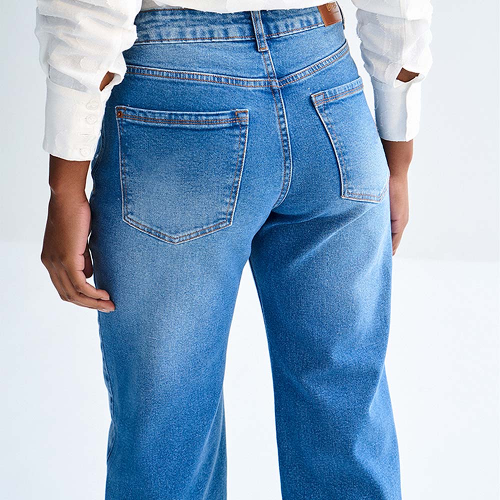 Cala Jeans Wide Leg Cintura Alta com Elasticidade Lez a Lez - Foto 1