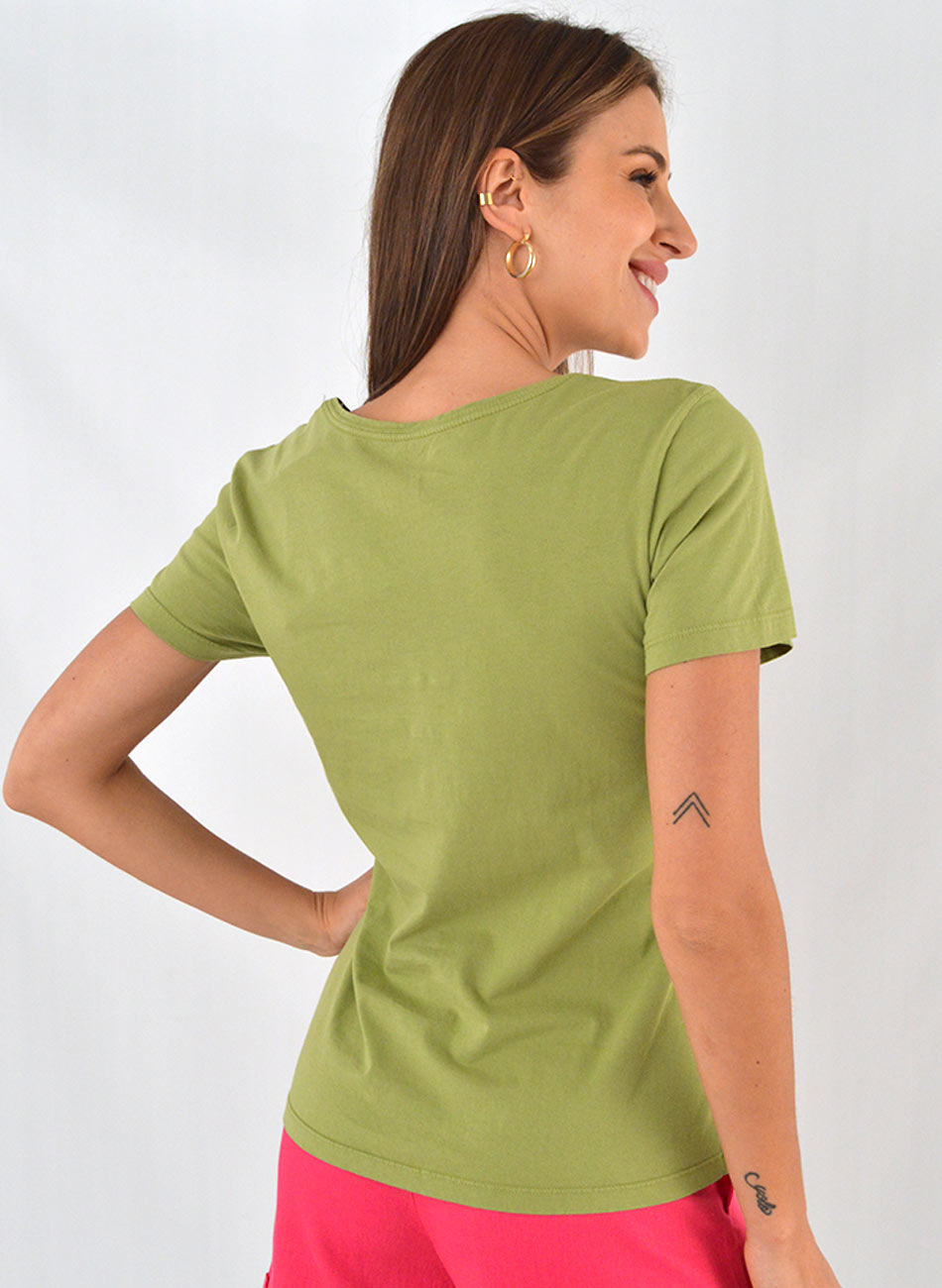 Blusa Algodo Bsica Cor Verde Canto - Foto 2