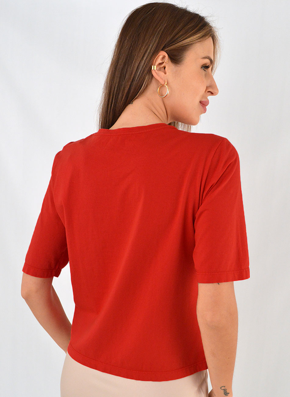 Blusa Bsica Box Cor Vermelha Canto - Foto 2