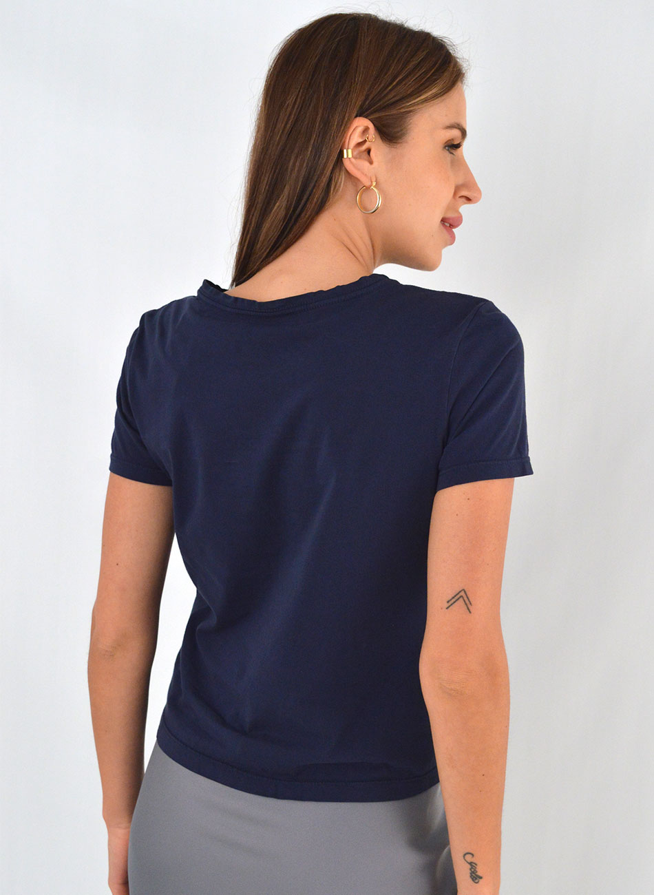 Blusa Bsica Baby Look Marinho Canto - Foto 2