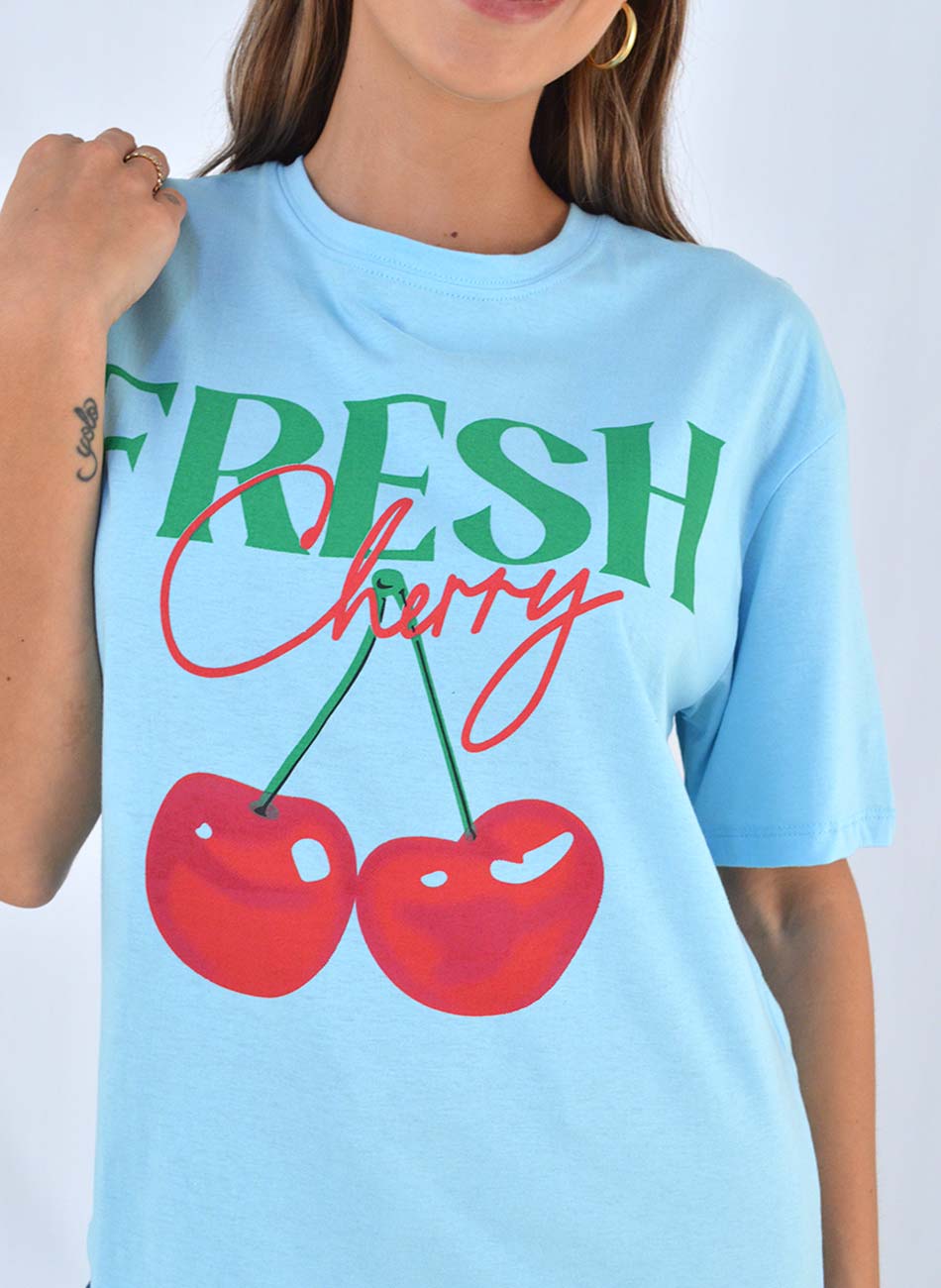 Maxi T-Shirt Em Algodo Cor Azul fresh Cherry - Foto 2