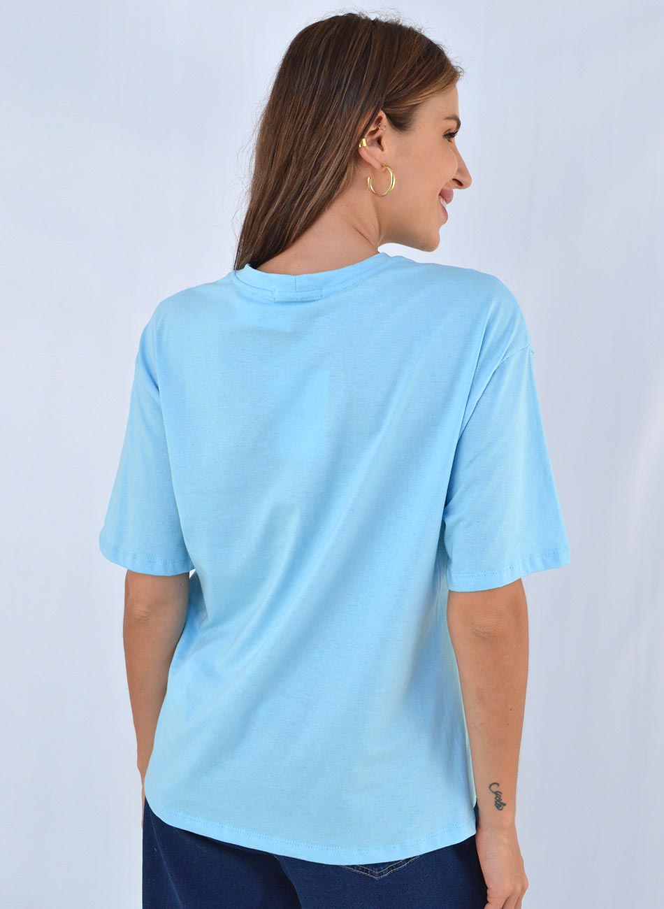 Maxi T-Shirt Em Algodo Cor Azul fresh Cherry - Foto 3