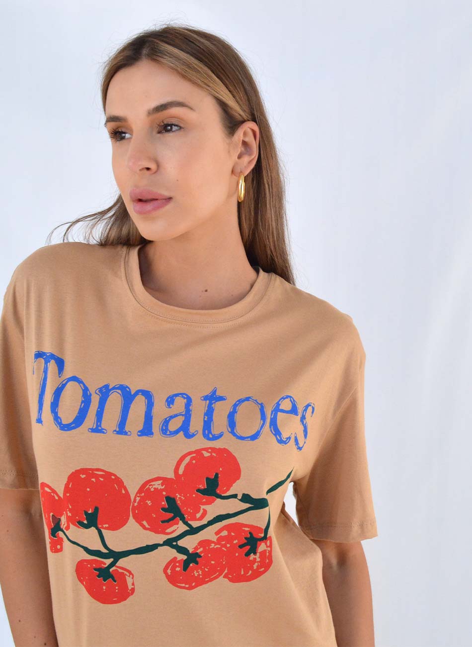 Maxi T-Shirt Em Algodo Cor Sepia Tomates - Foto 2