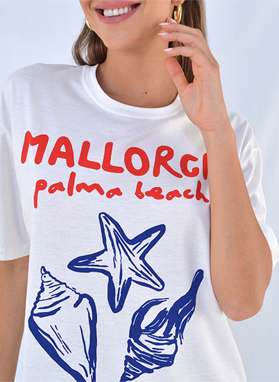 Maxi T-Shirt Em Algodo Cor Off White Mallorca - Foto 2