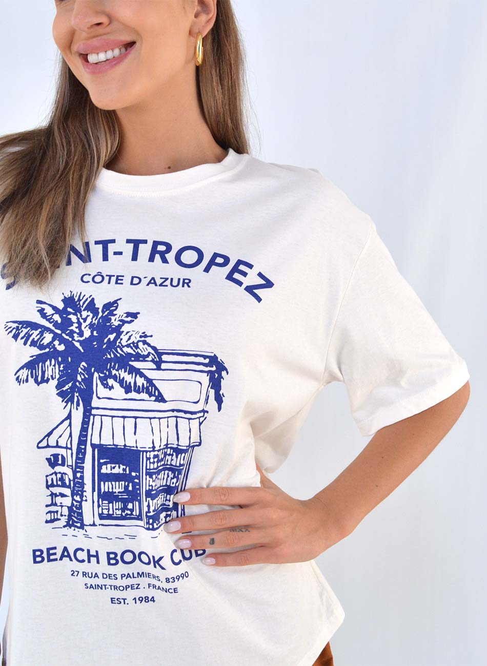 Maxi T-Shirt Em Algodo Cor Off Saint Tropez - Foto 2