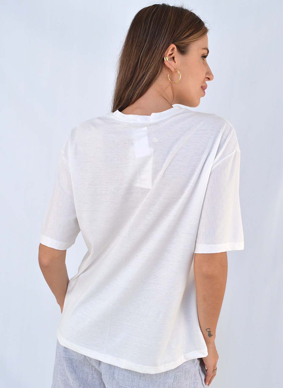 Maxi T-Shirt Em Algodo Cor Off White Majorca - Foto 3