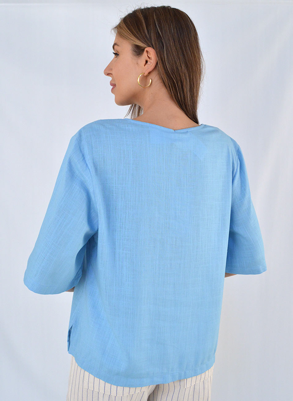 Blusa Viscolinho Baby Blue Scalon - Foto 3