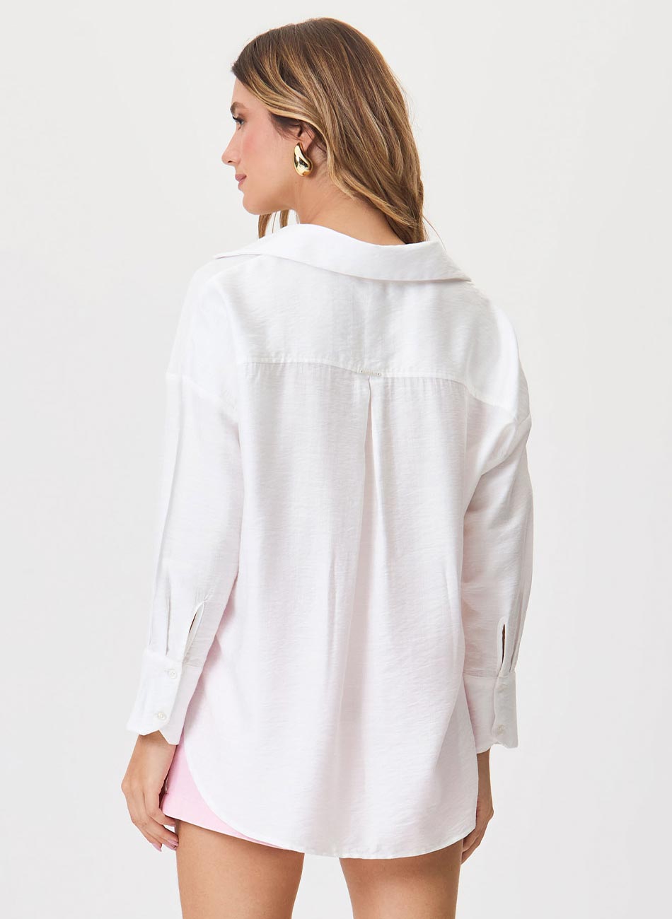 Camisa Viscose Off White Flor de Lis - Foto 1