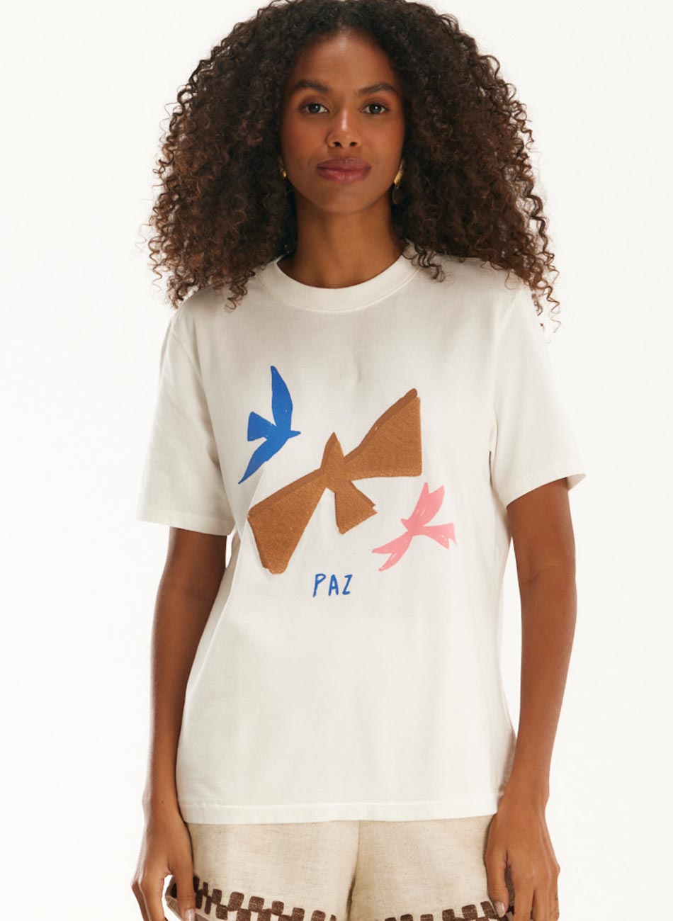 T-shirt Off White Estampa Paz Canto - Foto 3