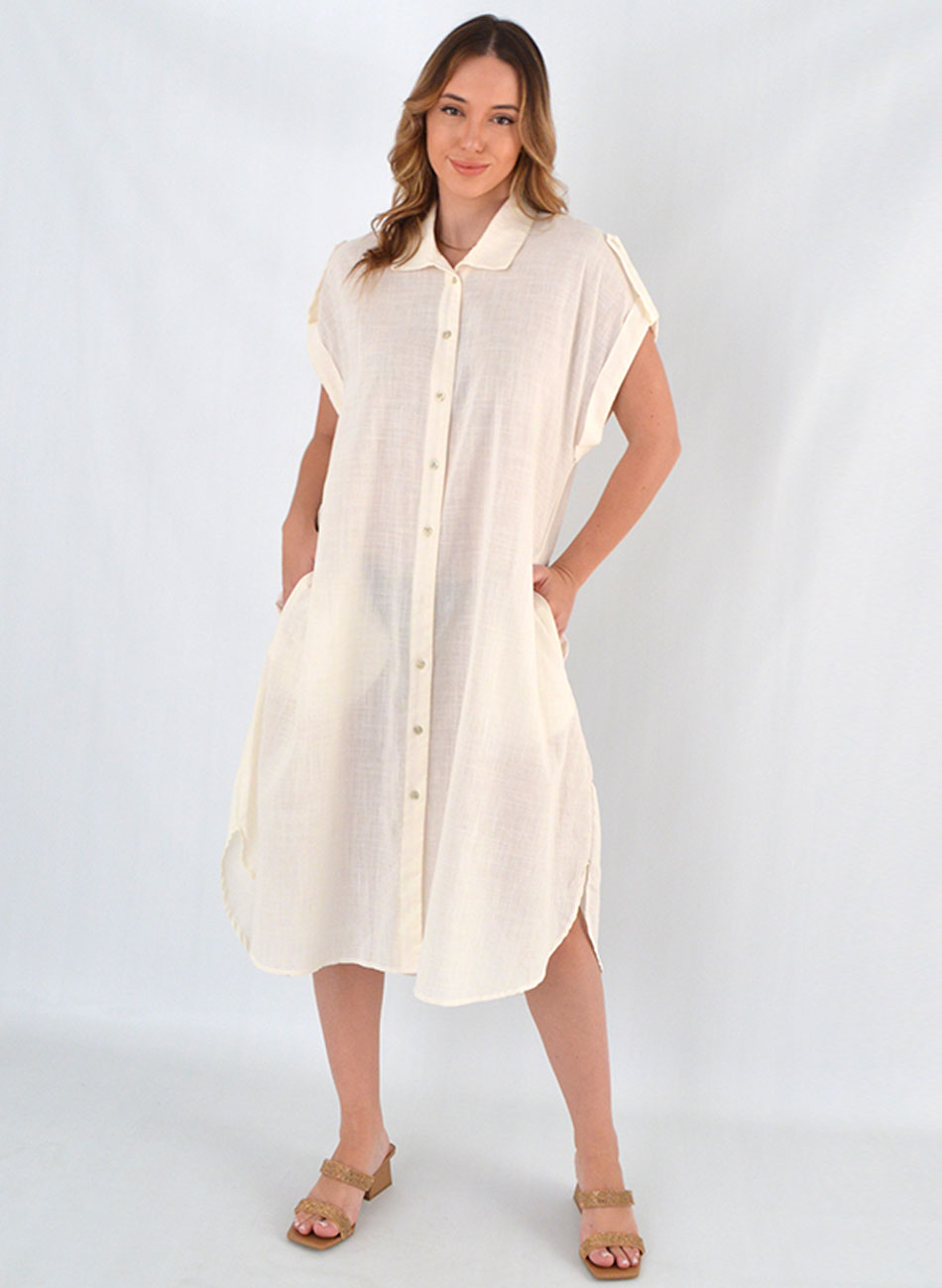 Chemise Midi Off White Flor de Lis - Foto 1