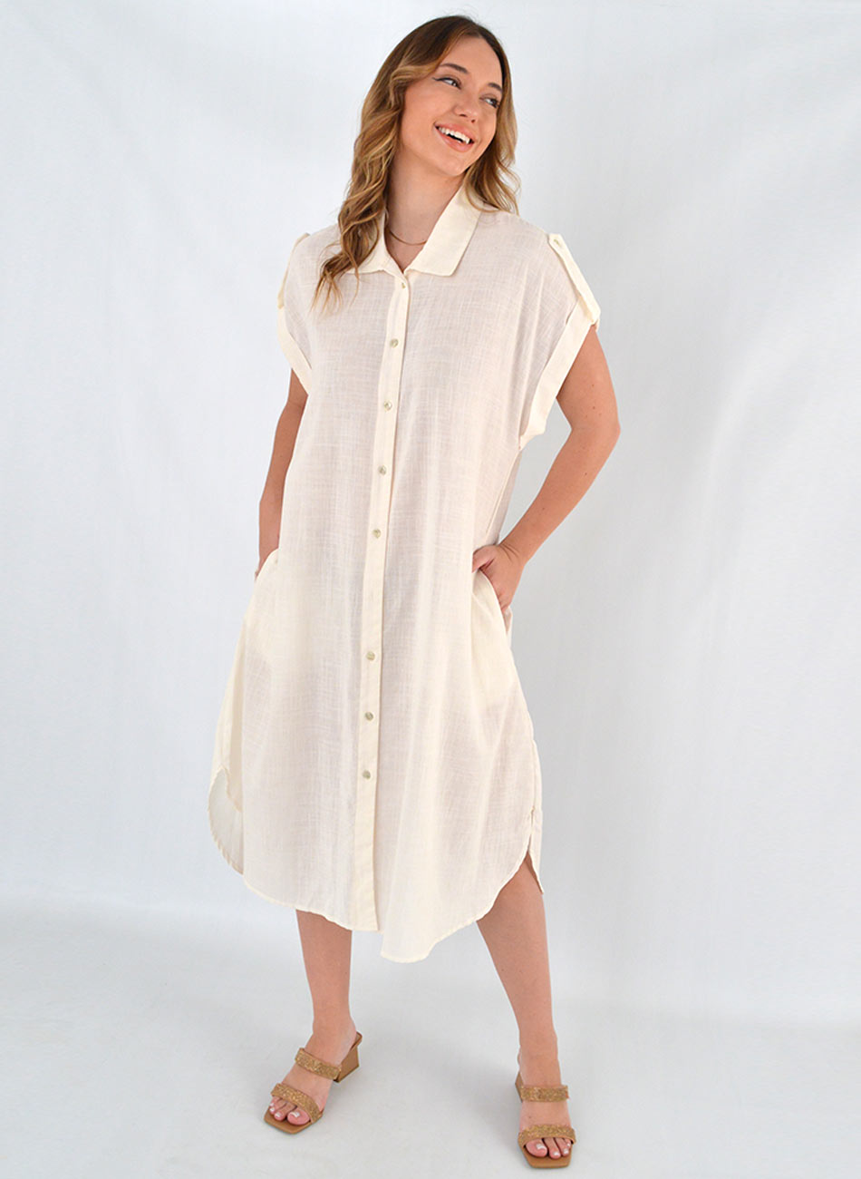 Chemise Midi Off White Flor de Lis - Foto 2