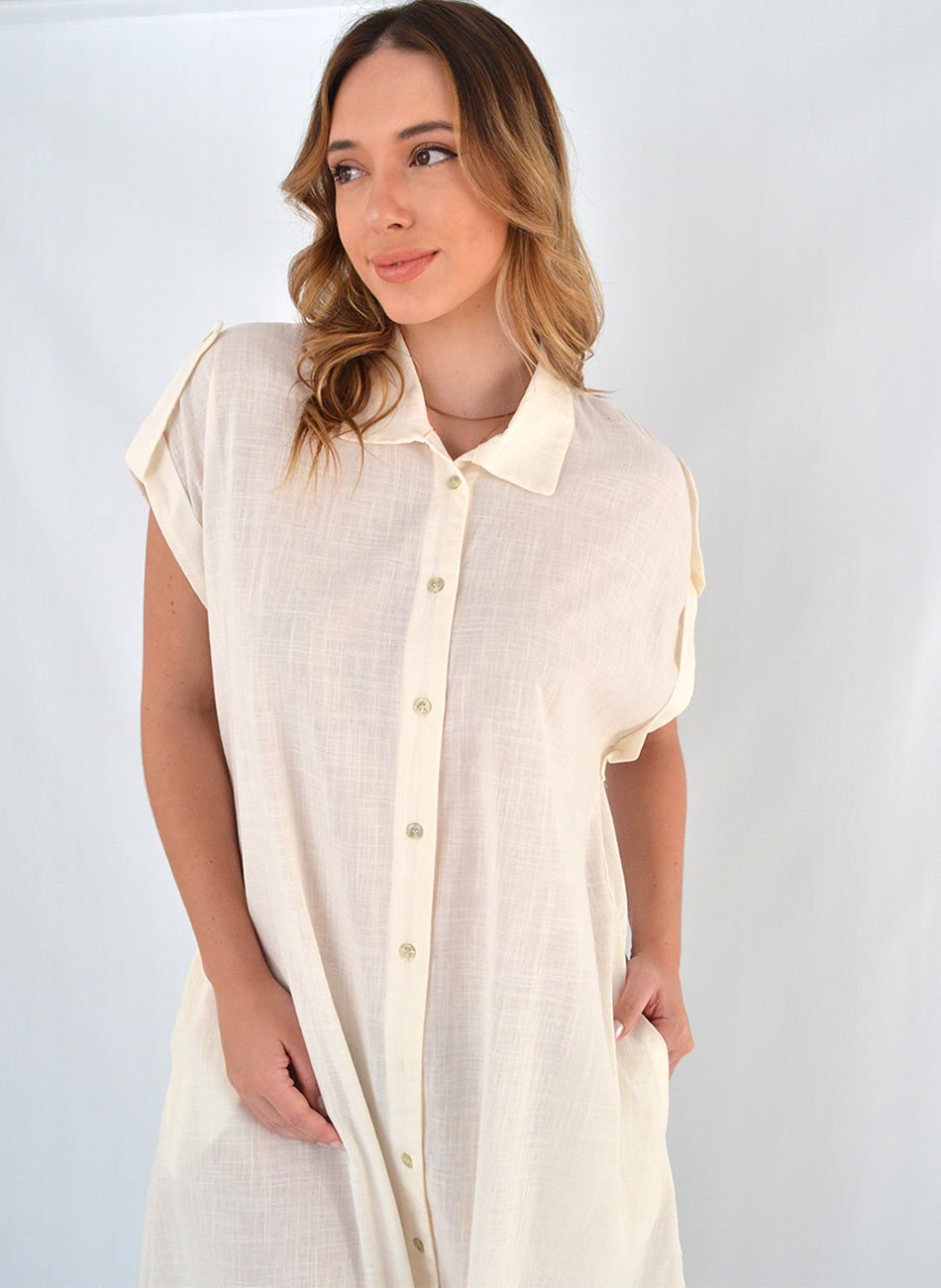 Chemise Midi Off White Flor de Lis - Foto 3