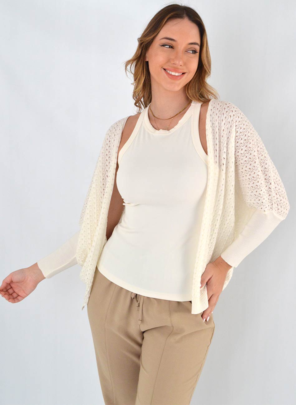 Cardigan Tricot Vero Degli Uffizzi Off White - Foto 1