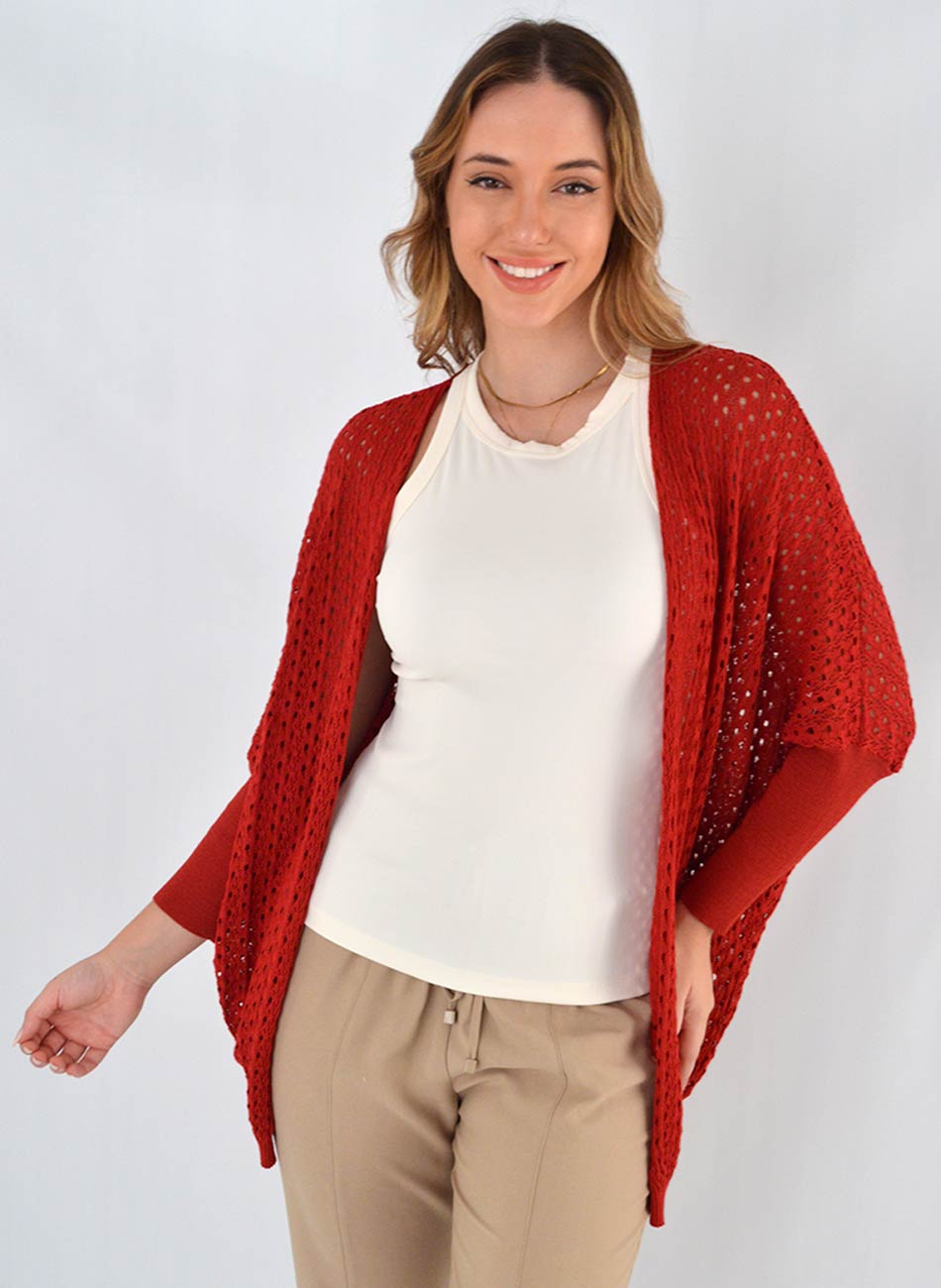 Cardigan Tricot Vero Degli Uffizzi Vermelho - Foto 1