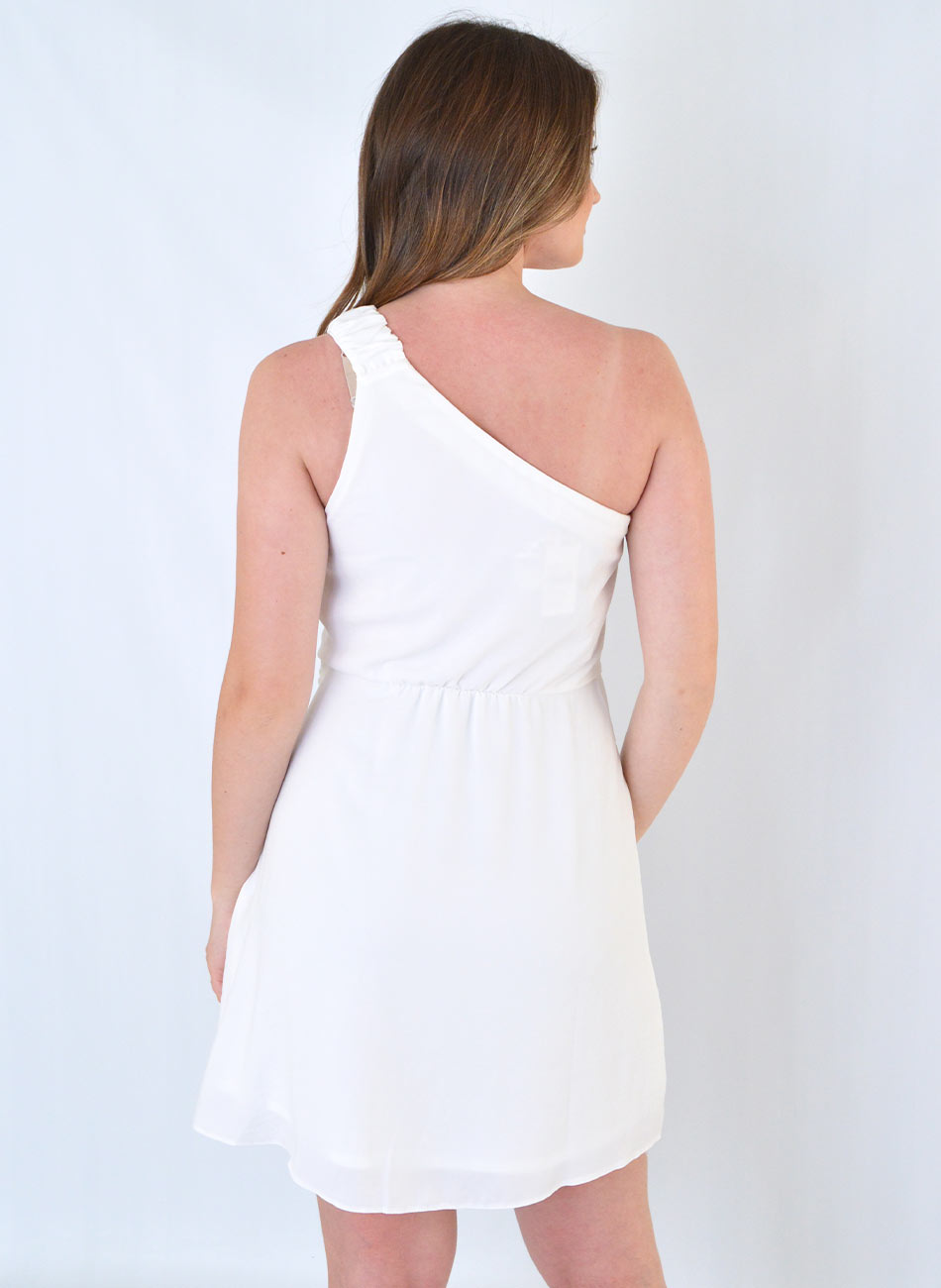 Vestido Curto Crepe de Twill Off White Donna Ritz - Foto 4