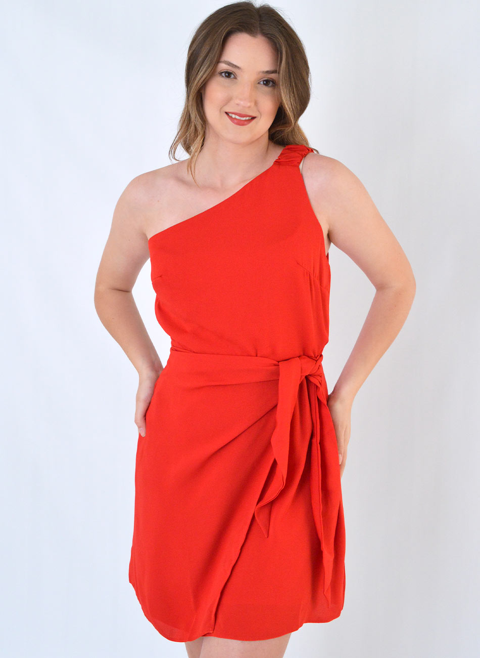 Vestido Curto Crepe de Twill Vermelho Donna Ritz - Foto 1