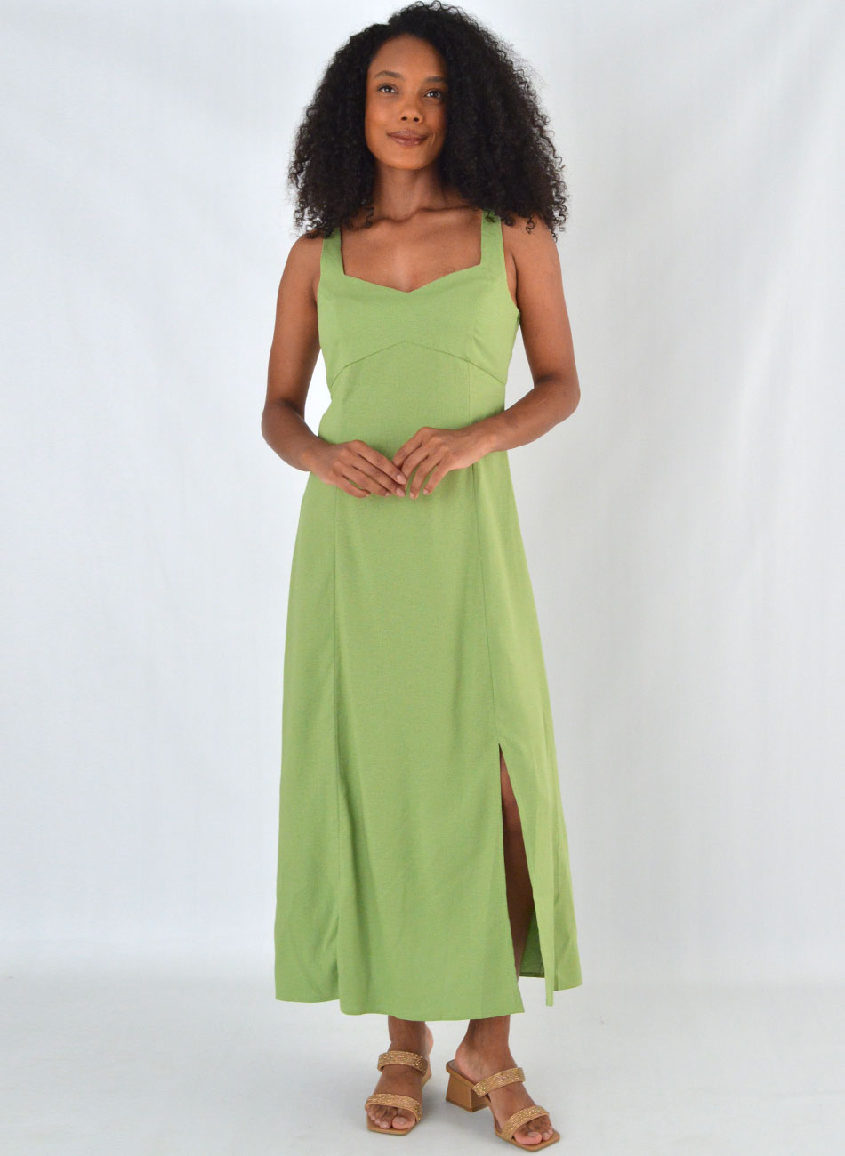 Vestido Midi Viscolinho Verde Loderro - Foto 1