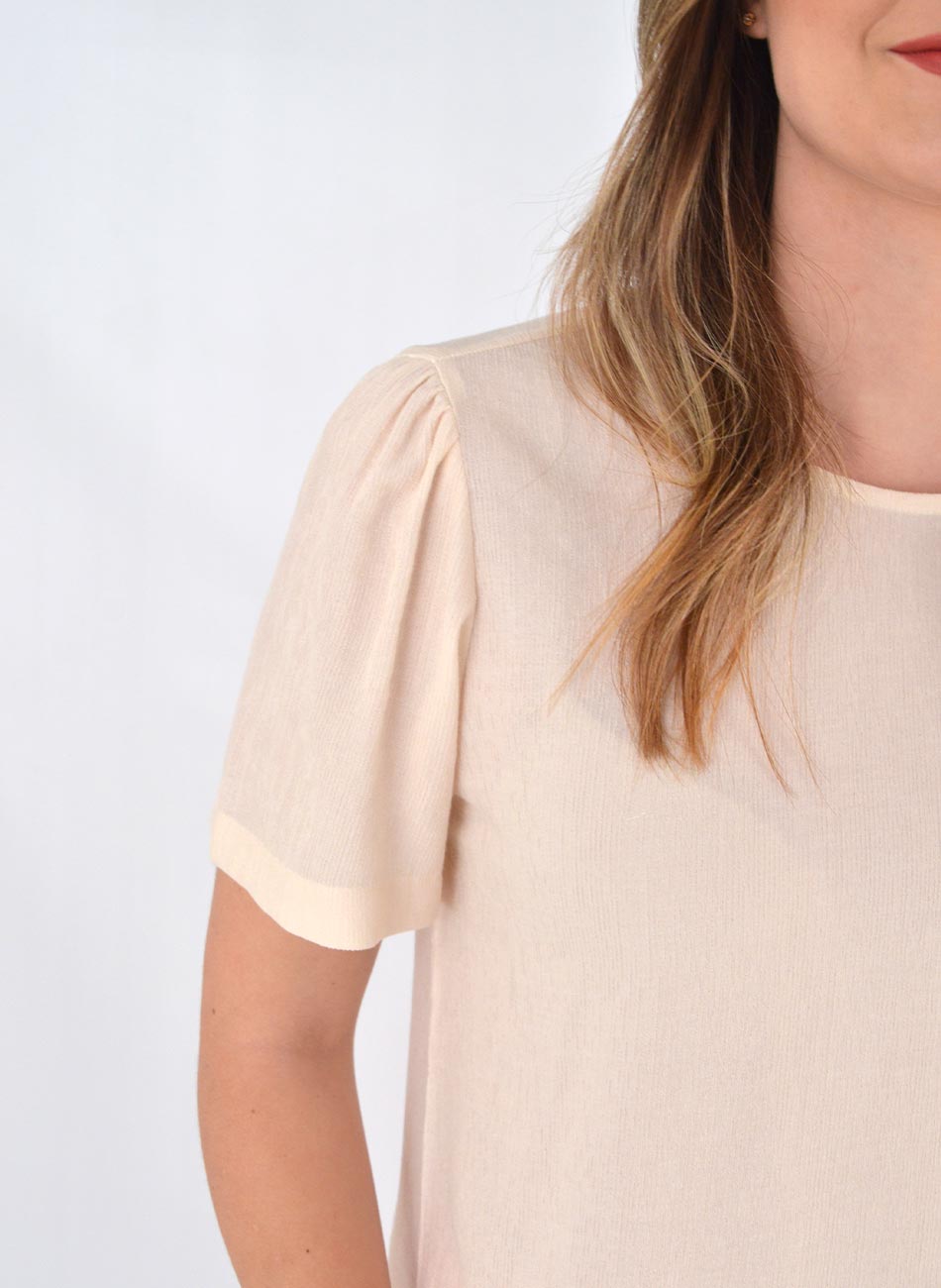 Blusa Crepe de Viscose Citt Cor Creme - Foto 2