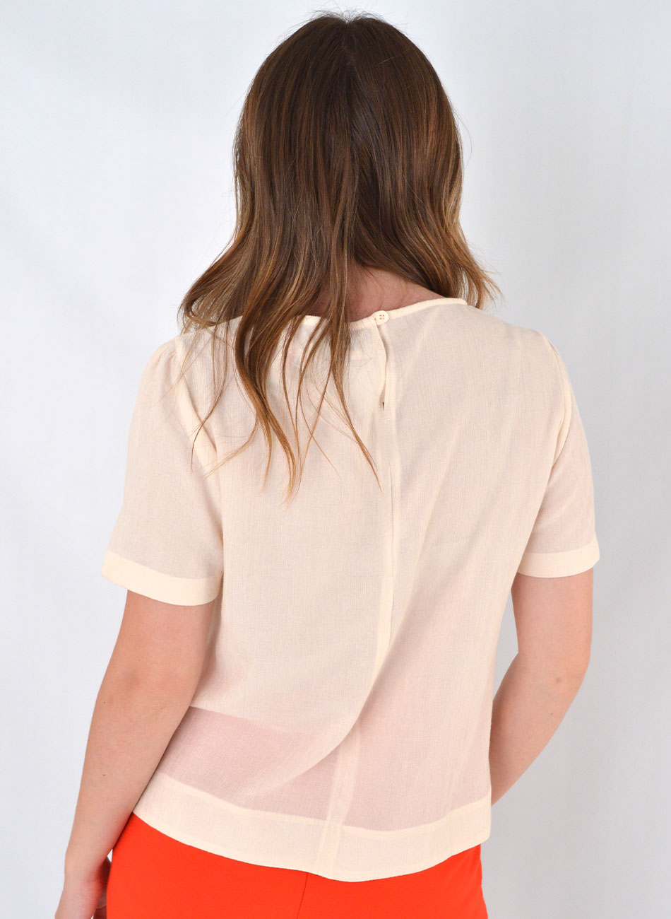 Blusa Crepe de Viscose Citt Cor Creme - Foto 3