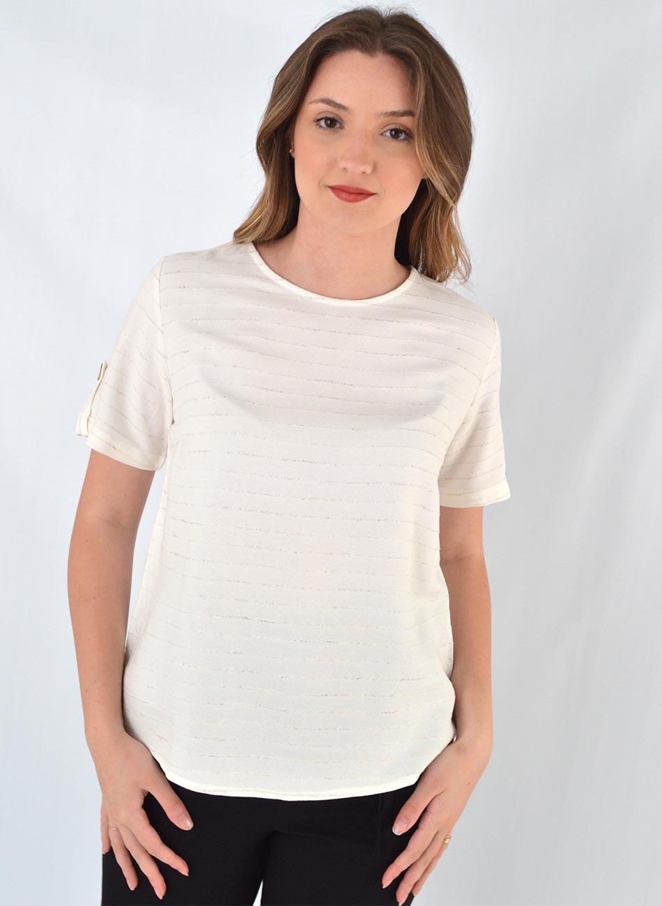 Blusa Viscose Textura Listrada Citt - Foto 1