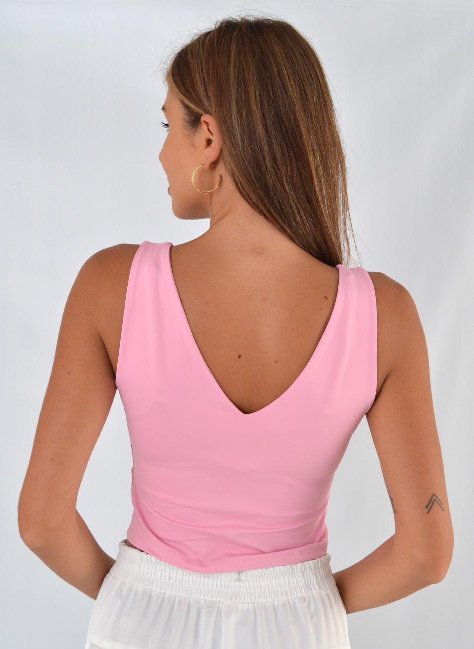 Blusa Cropped Regata Cor Rosa Coqueta - Foto 2