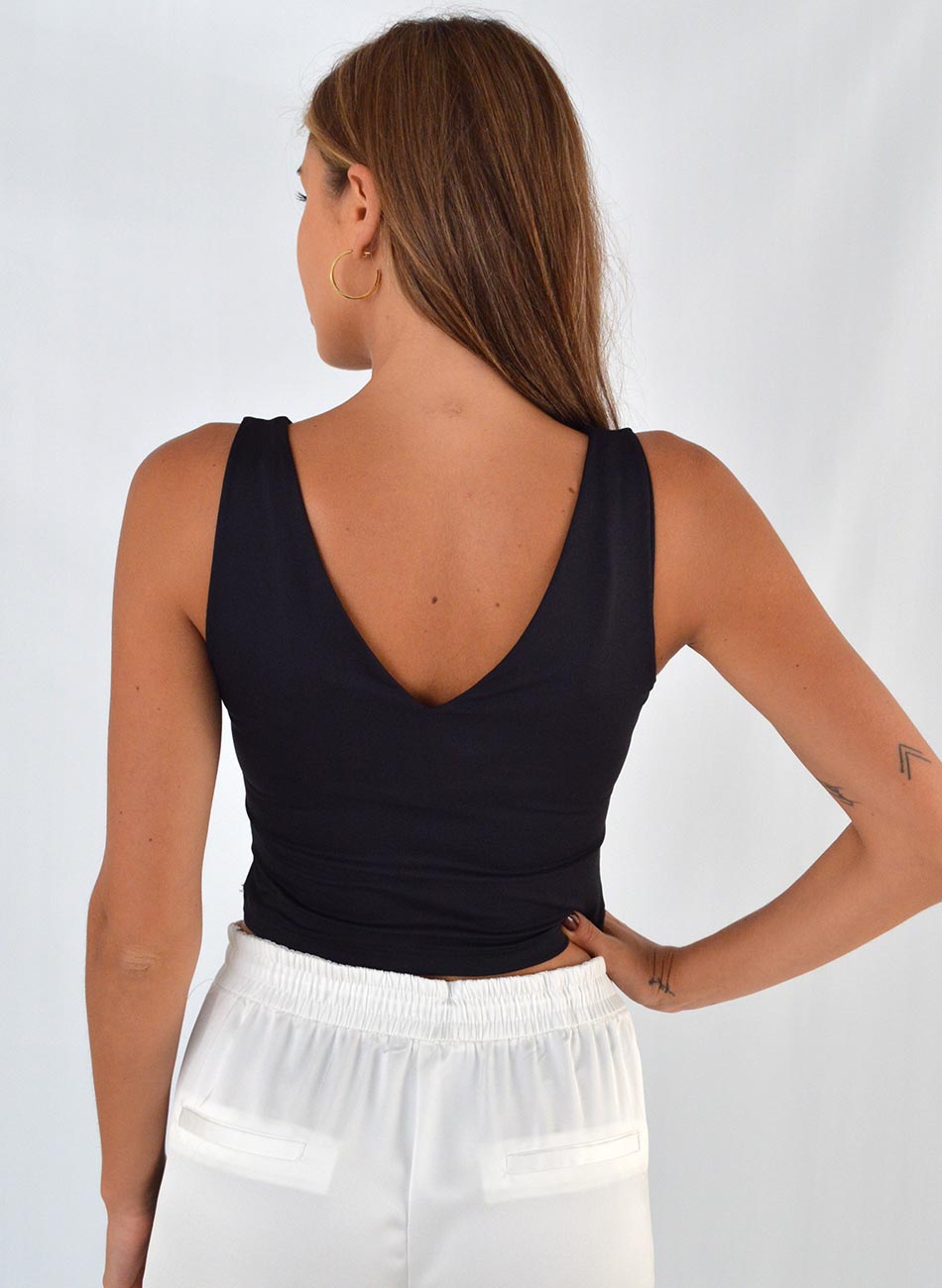 Blusa Cropped Regata Cor Preta Coqueta - Foto 3