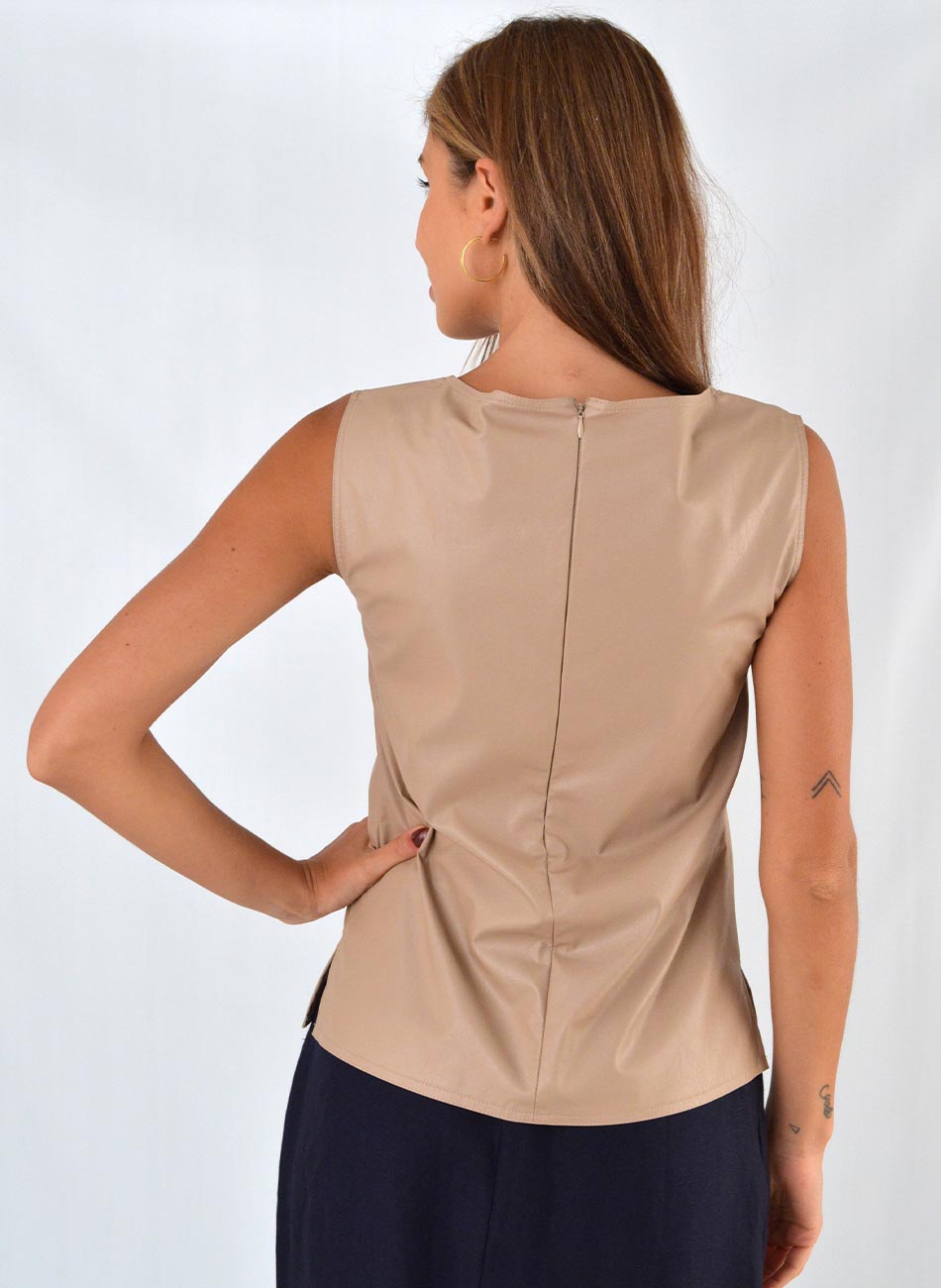 Blusa Em Pu Cor Bege Emprio B.  - Foto 3