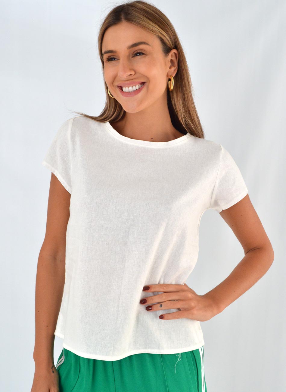 Blusa Linho Cor Off White Emprio B.  - Foto 1