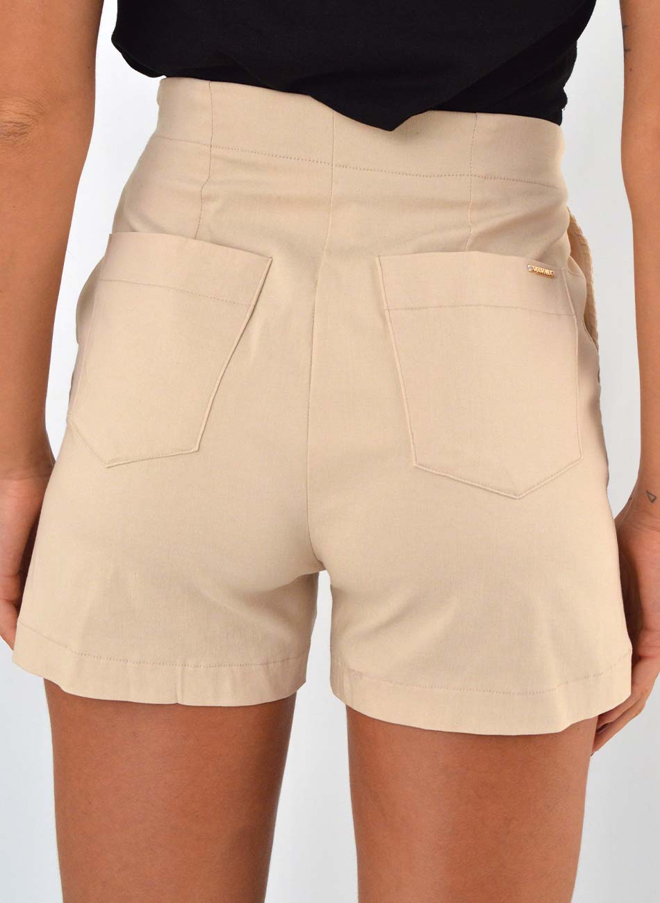 Shorts Viscose Bege Flor de Lis - Foto 3