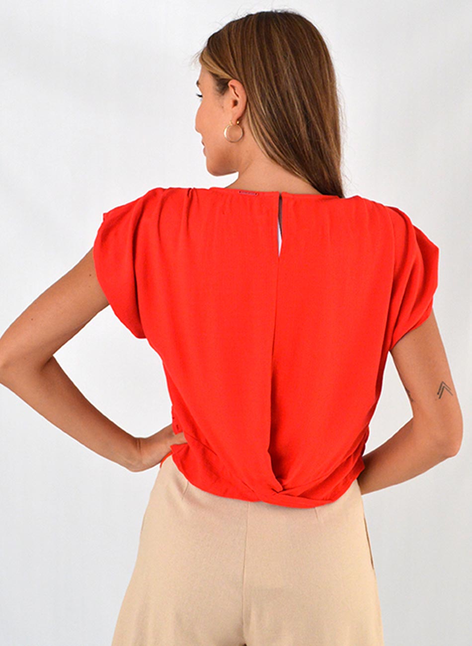 Blusa Solta De Viscose Vermelha Flor de Lis - Foto 3