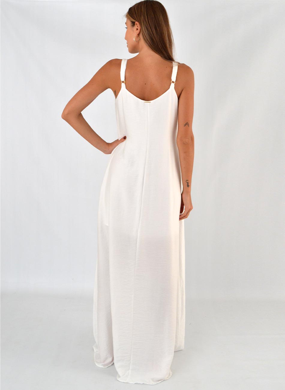 Vestido Longo Viscose Off White Bana Bana - Foto 4